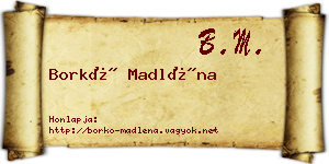 Borkó Madléna névjegykártya